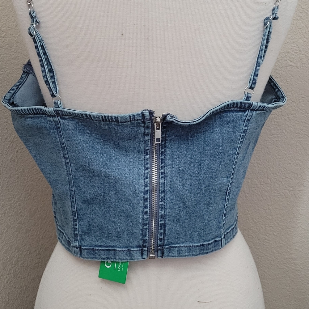 Guess Denim Bustier, L, Medium Wash - Picture 7 of 8